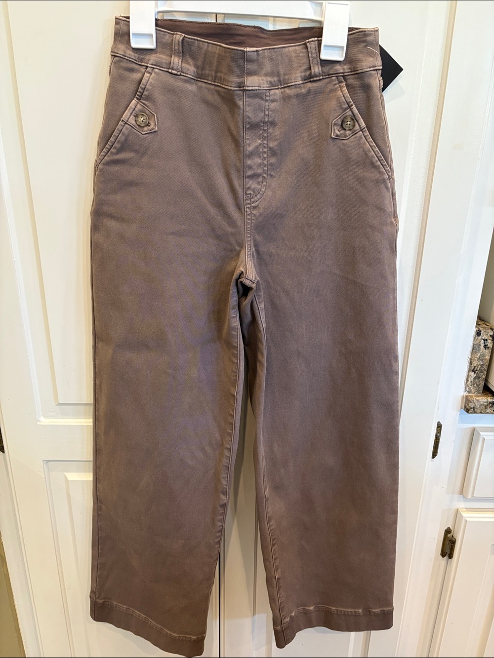 SPANX Taupe Cropped Wide-Leg Pants
